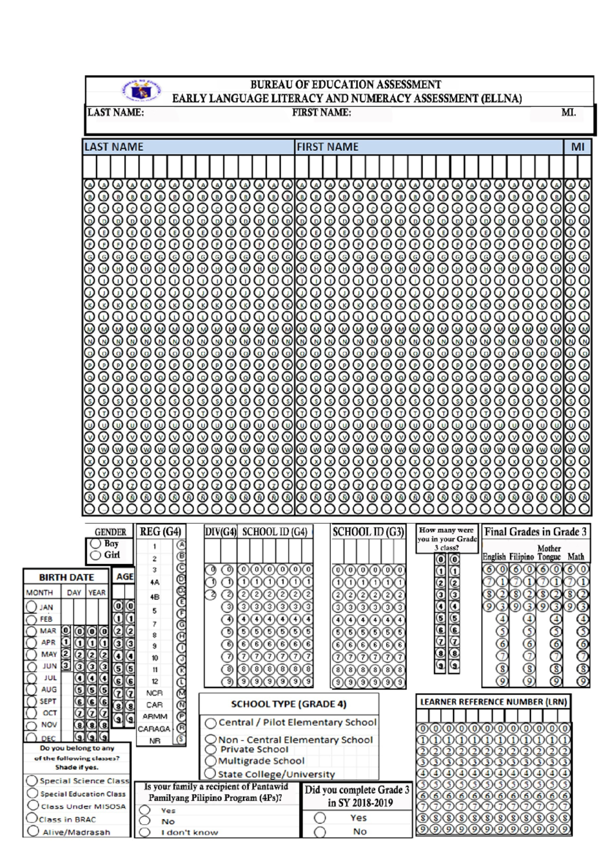 ELLNA Answer Sheet - Final Exam - Studocu