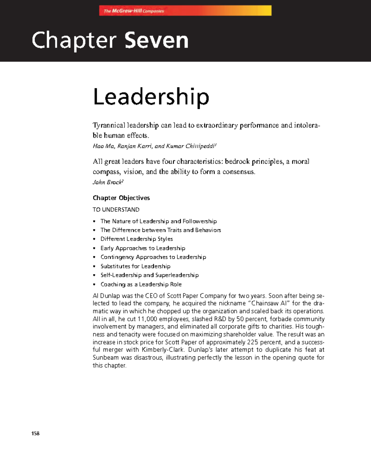 Chapter 7: Leadership - Understanding Styles and Their Impact (OB 12E ...