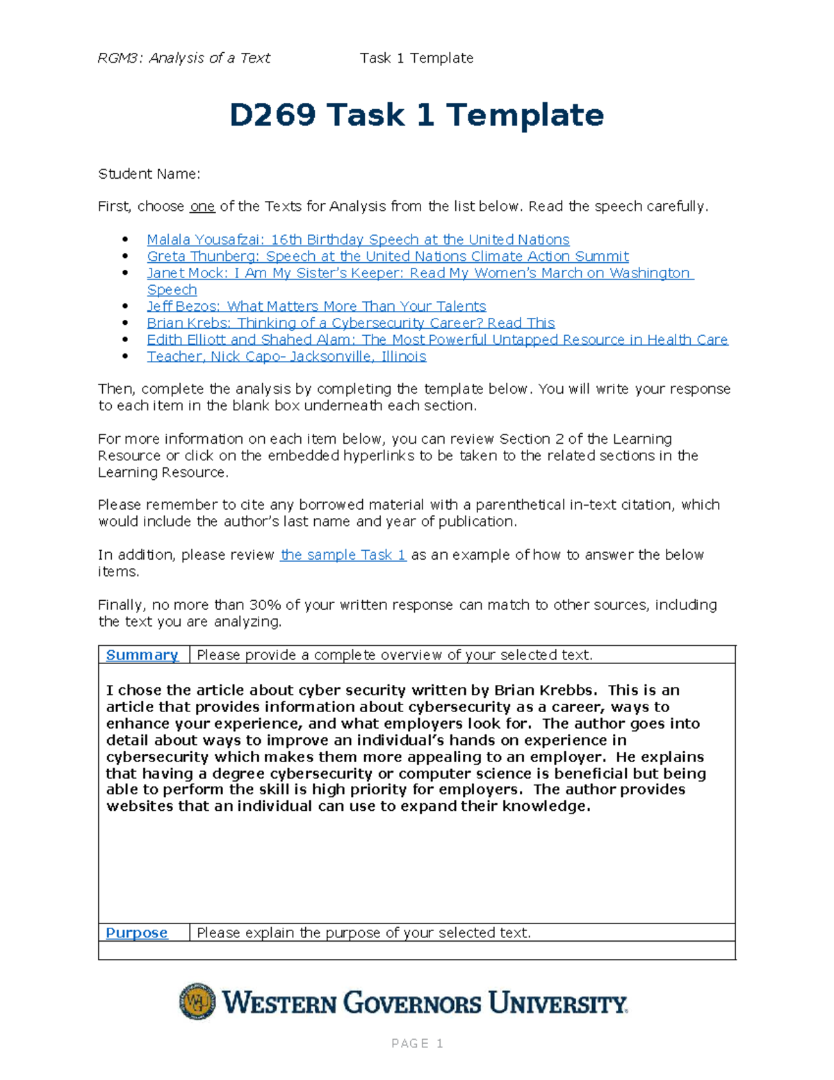 RGM3: Text Analysis Task 1 - Cybersecurity Career Insights (D269) - Studocu