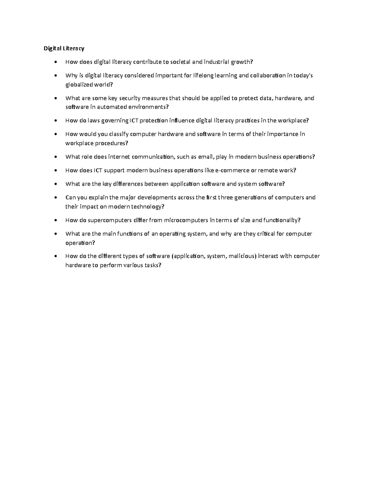 Digital Literacy Discussion Quiz: Key Questions & Insights - Studocu
