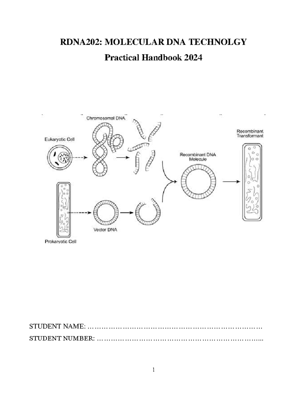 RDNA202: Molecular DNA Technology Practical Handbook 2025 - Studocu