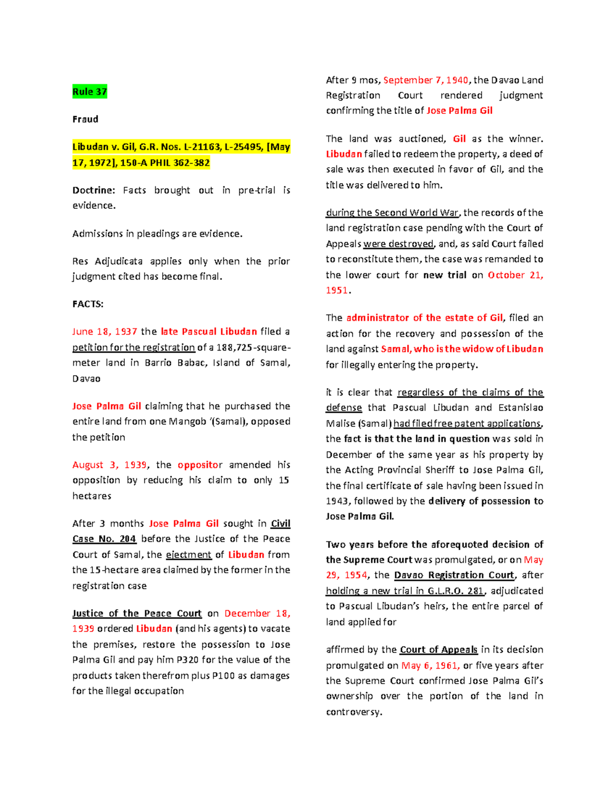Civil Procedure Case Digest on Rules 37-39: Key Doctrines & Cases - Studocu