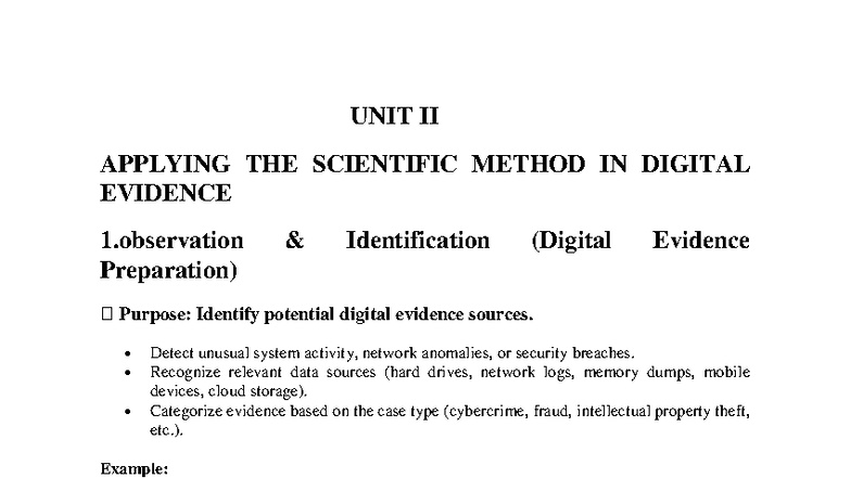 UNIT 2 CCI - Applying the Scientific Method in Digital Evidence - Studocu