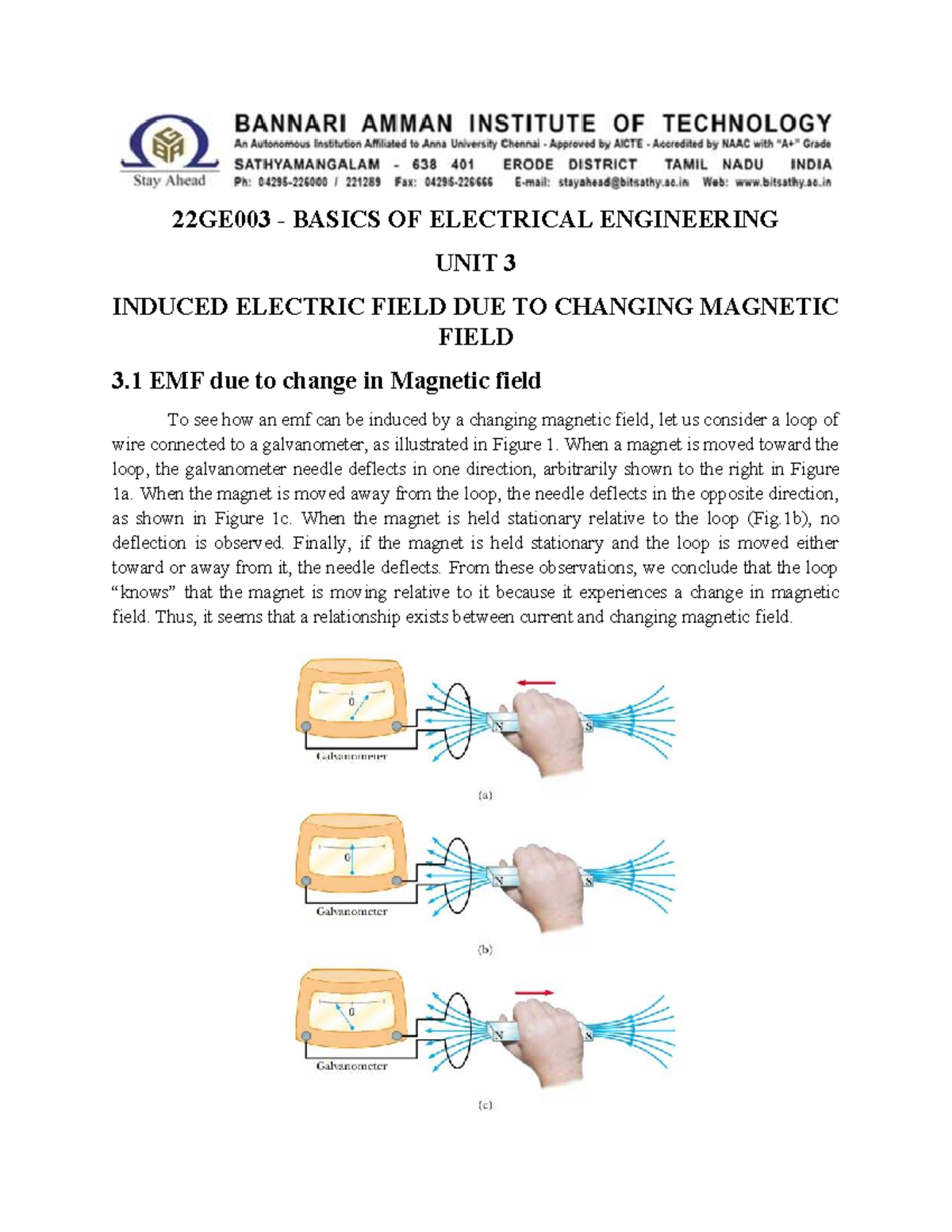22GE003 Unit 3 - Induced Electric Field from Changing Magnetic Field ...