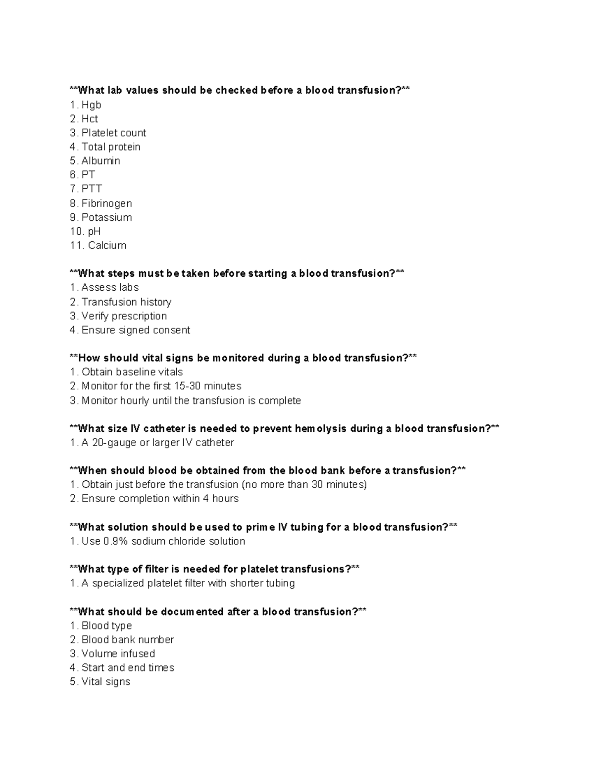 Pharm Exam #2 - What lab values should be checked before a blood ...