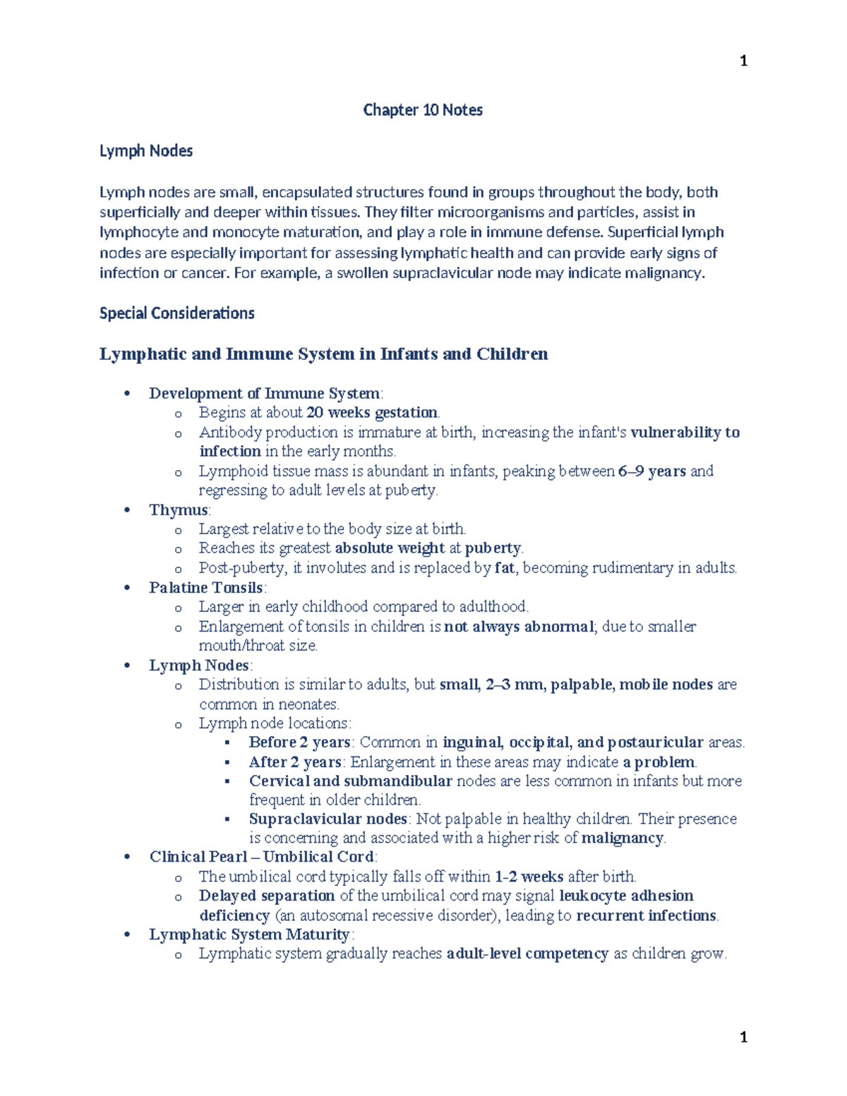 Week 5 notes and study guide questions for AHA - Chapter 10 Notes Lymph ...