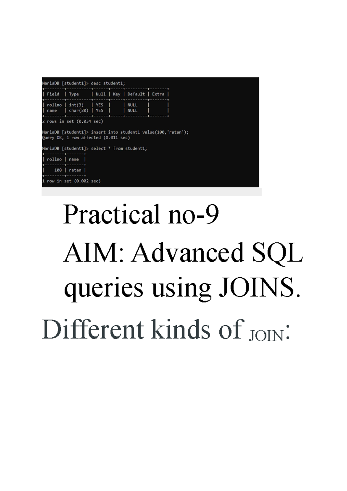 DBMS5 - Advanced SQL & PL/SQL JOINS and Procedures Notes - Studocu