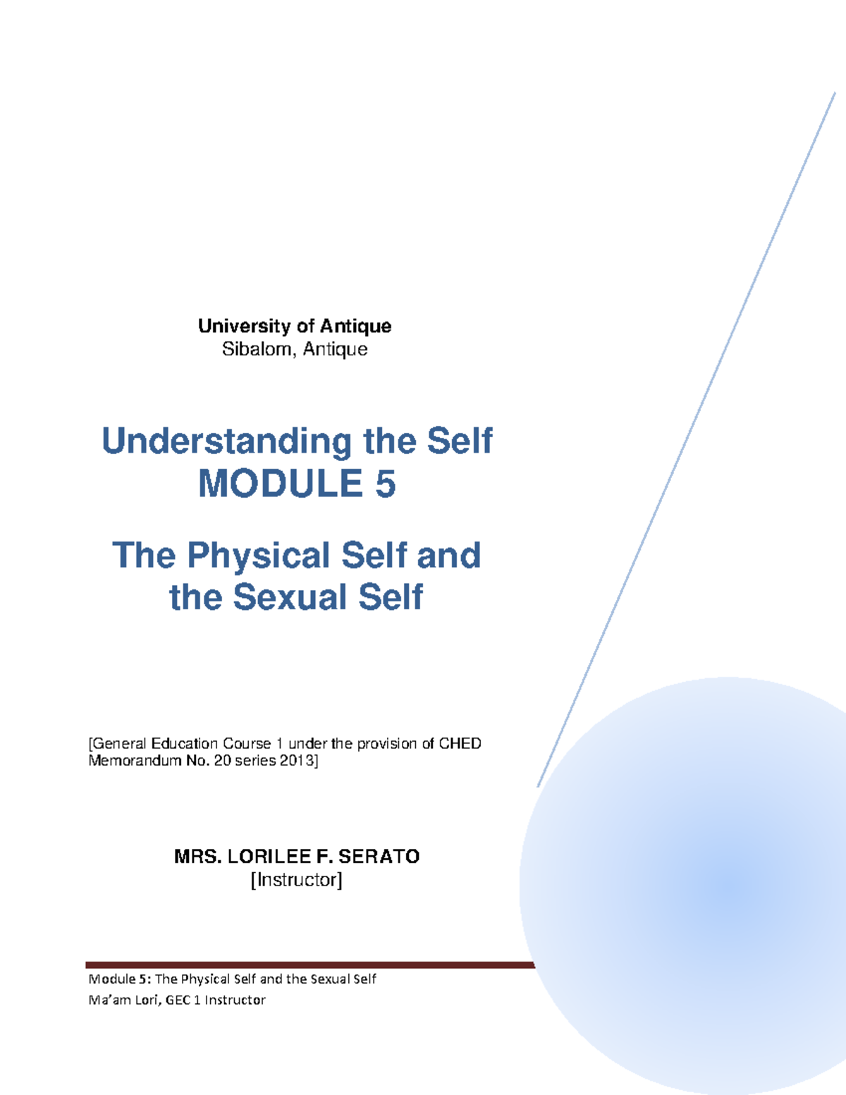 GEC 1 Finals Module 5: Understanding the Physical and Sexual Self - Studocu