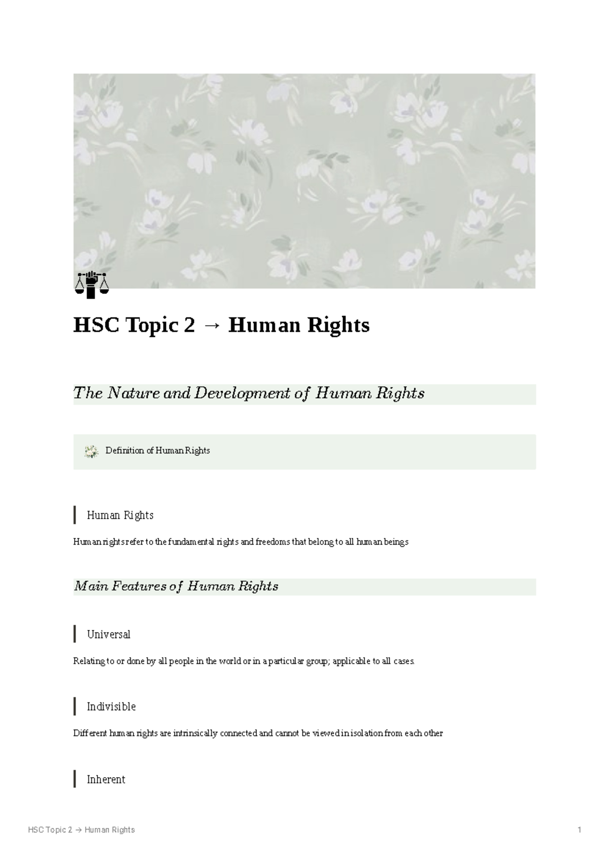 HSC Topic 2: Comprehensive Human Rights Notes and Concepts - Studocu