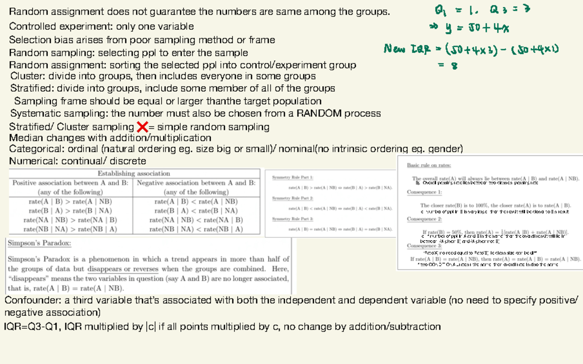 Midterm cheatsheet - Random assignment does not guarantee the numbers ...