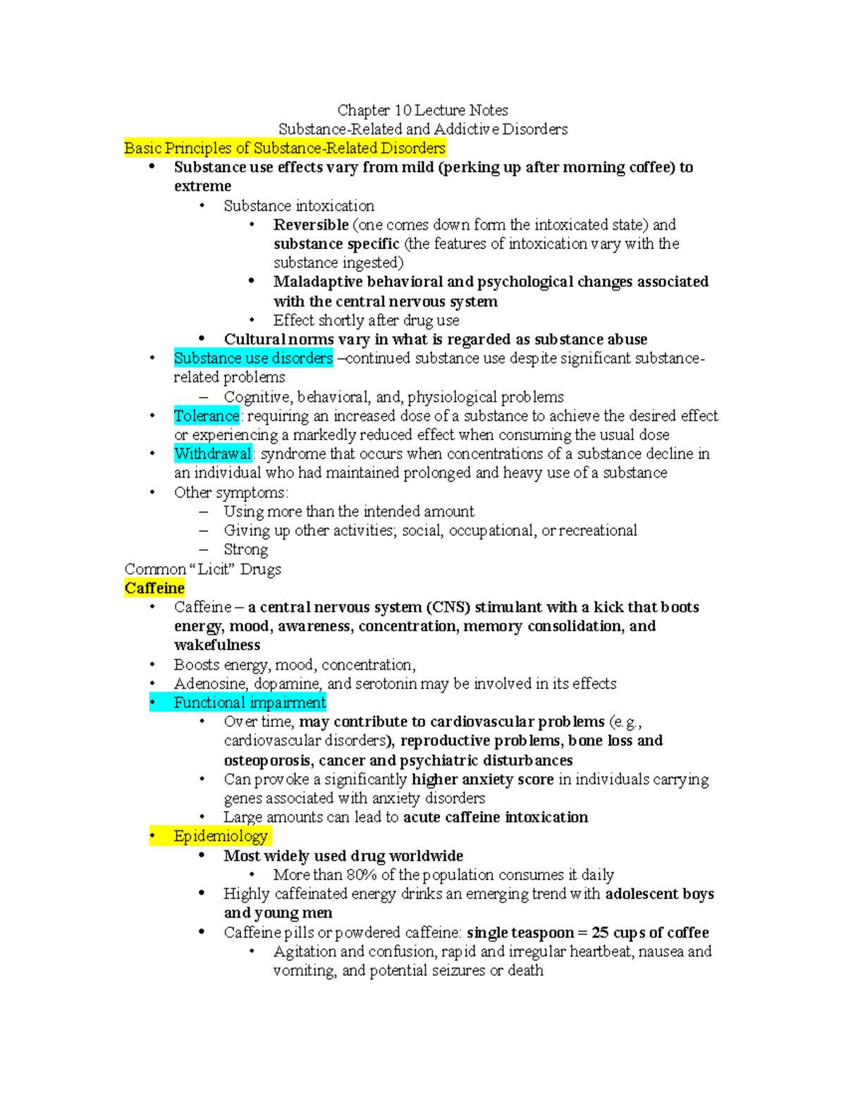 Chapter 10 Handout - Summary Abnormal Psychology - Chapter 10 Lecture ...