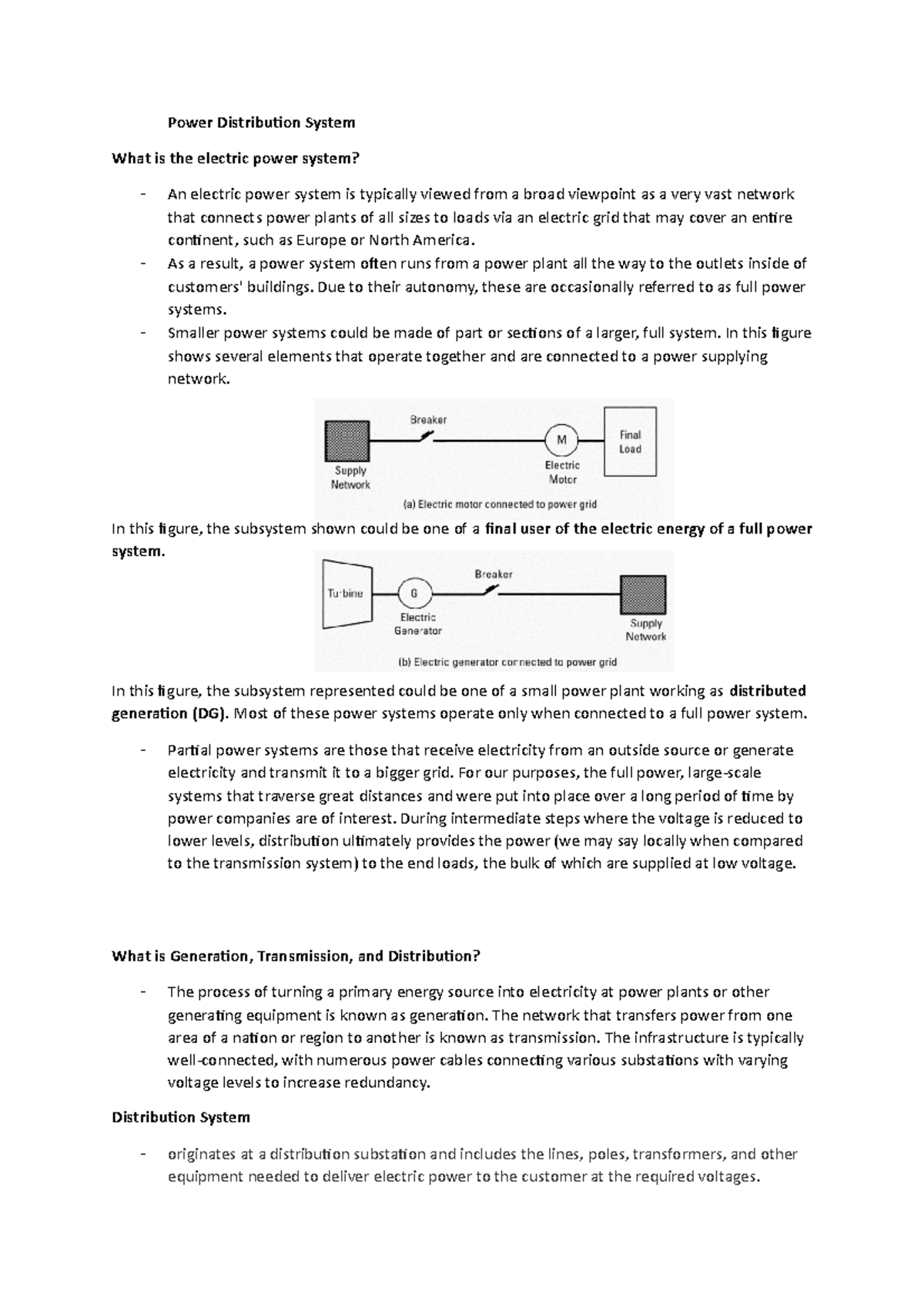 Power Distribution System - As a result, a power system often runs from ...