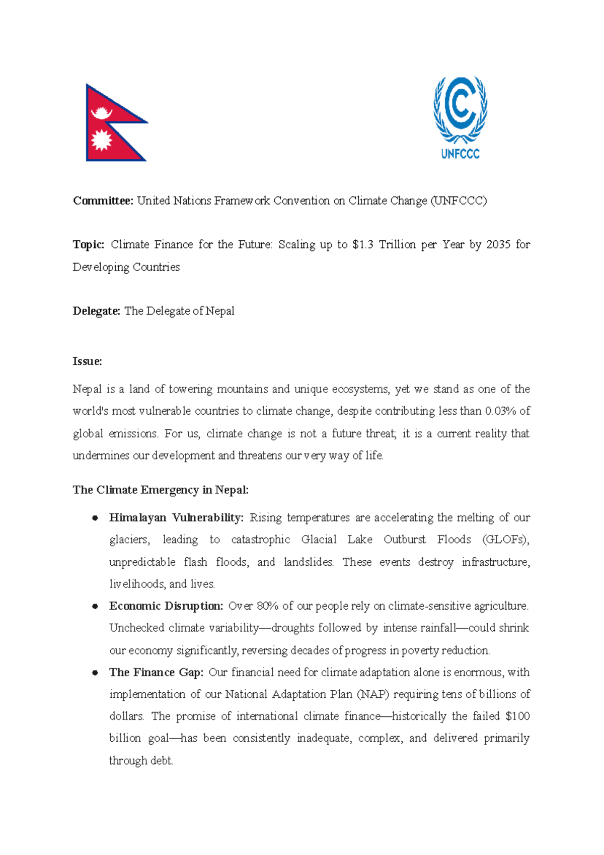 Unfccc Nepal - Google Docs - Committee: United Nations Framework ...