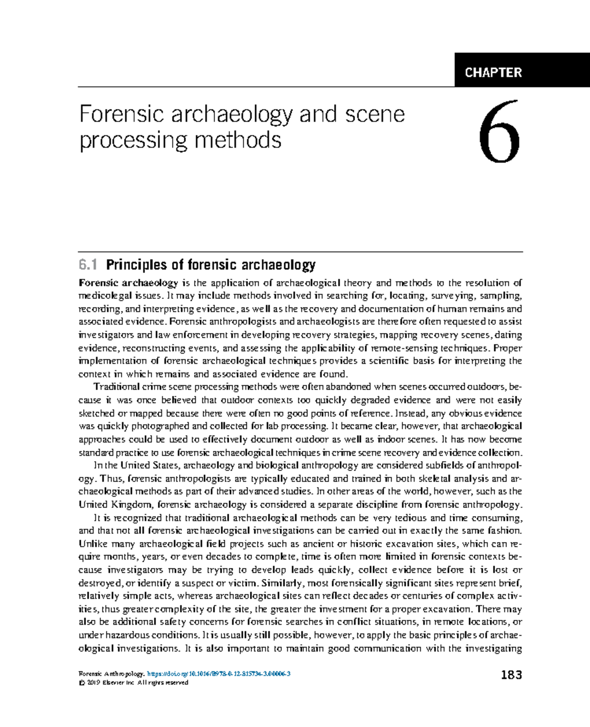 Forensic Archaeology: Chapter 6 - Methods for Scene Processing and ...