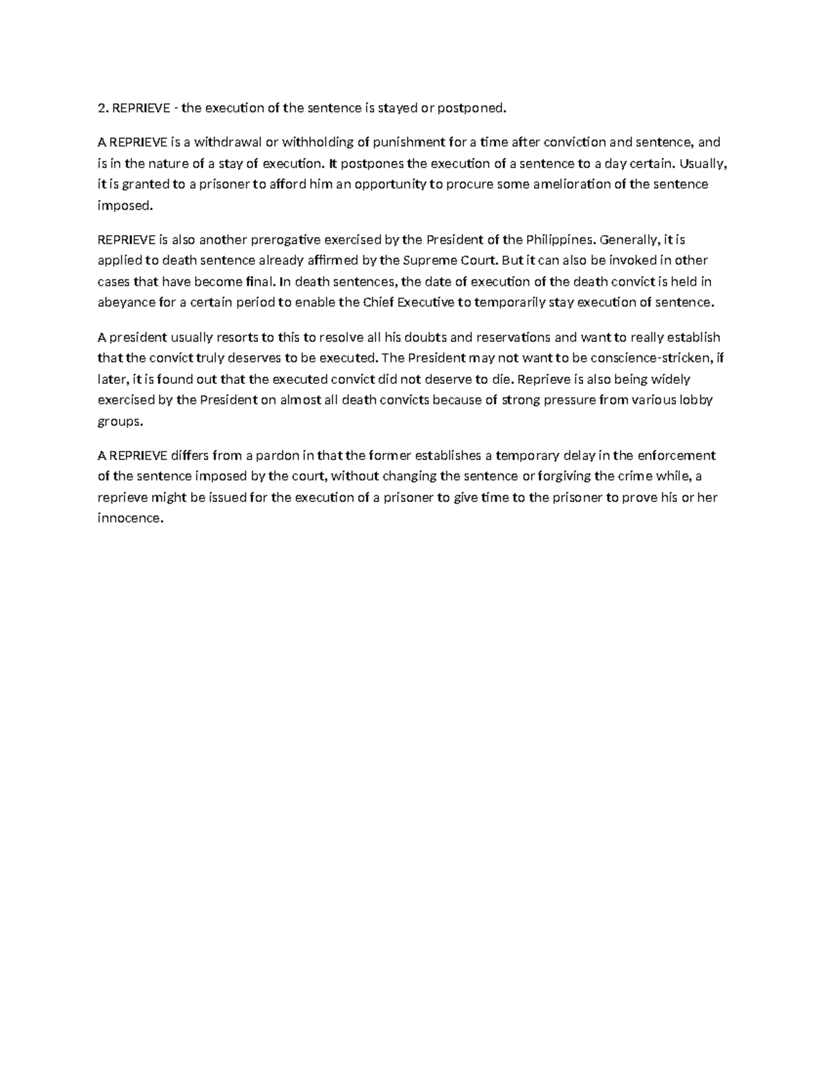 2. Reprieve - t-WPS Office - REPRIEVE - the execution of the sentence ...