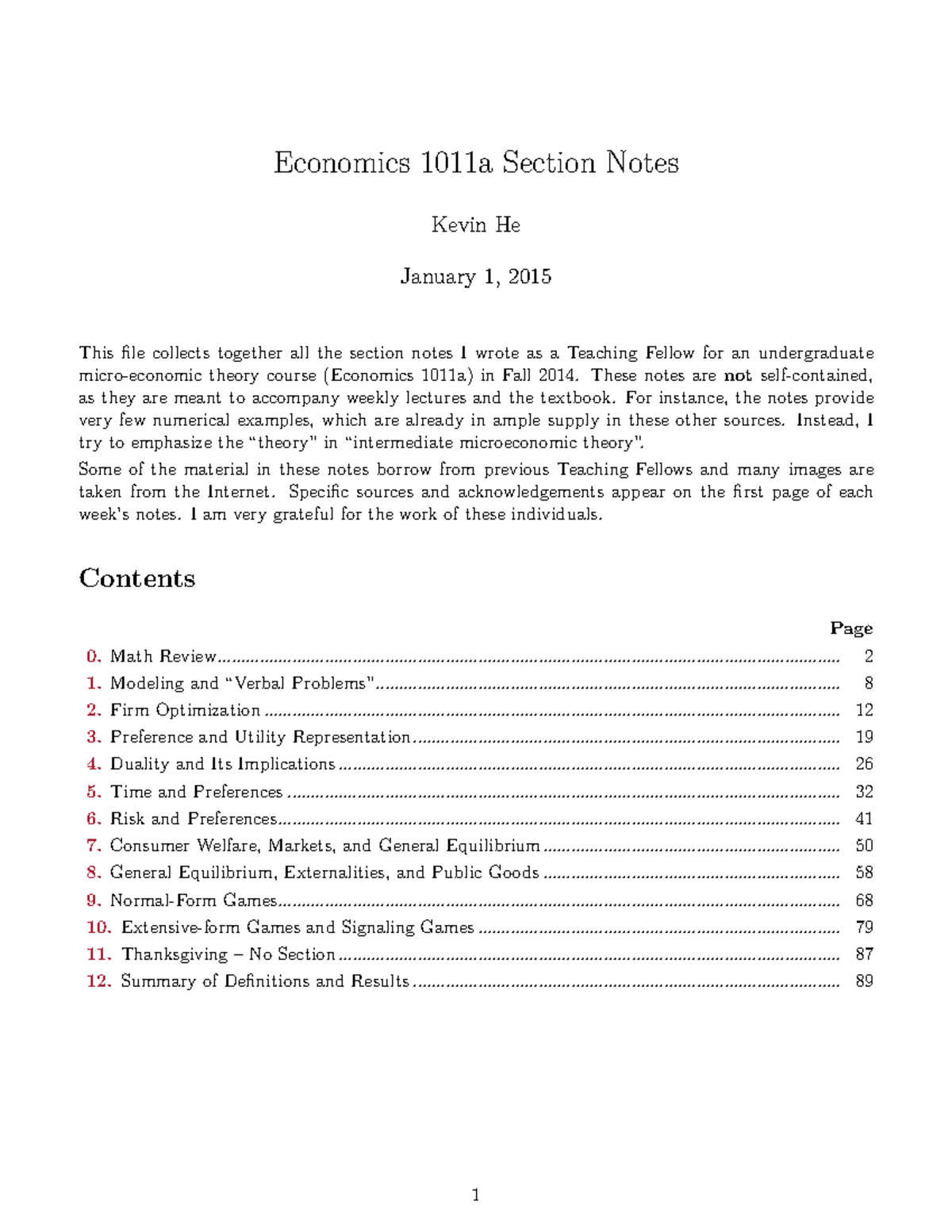 Economics 1011a F14 Section Notes: Key Theories and Concepts - Studocu