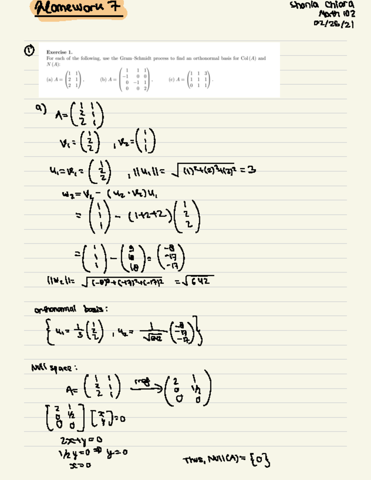 Math 102 - Applied Linear Algebra Homework 7 Solutions - Studocu