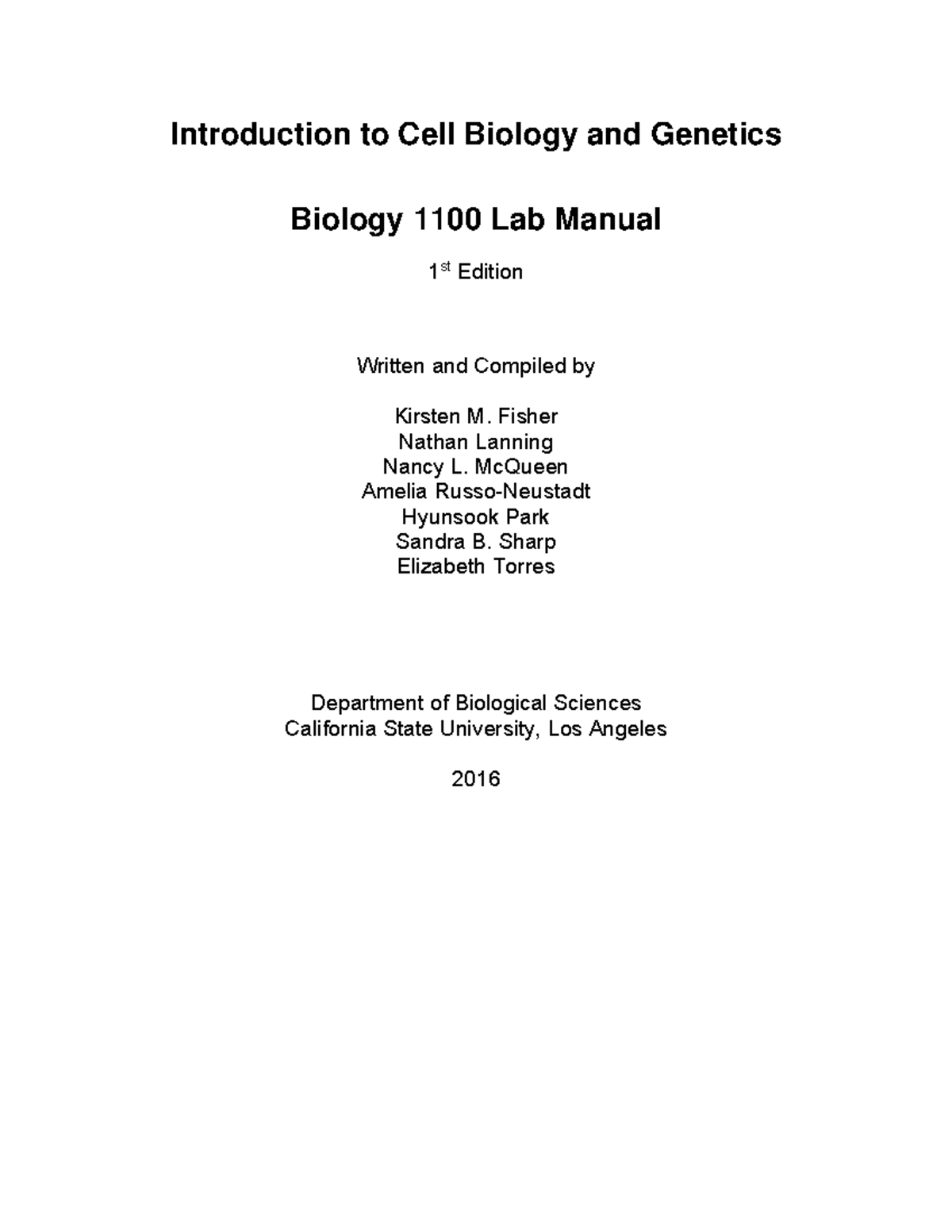 BIOL 1100 Lab Manual: Exercises in Cell Biology & Genetics - Studocu