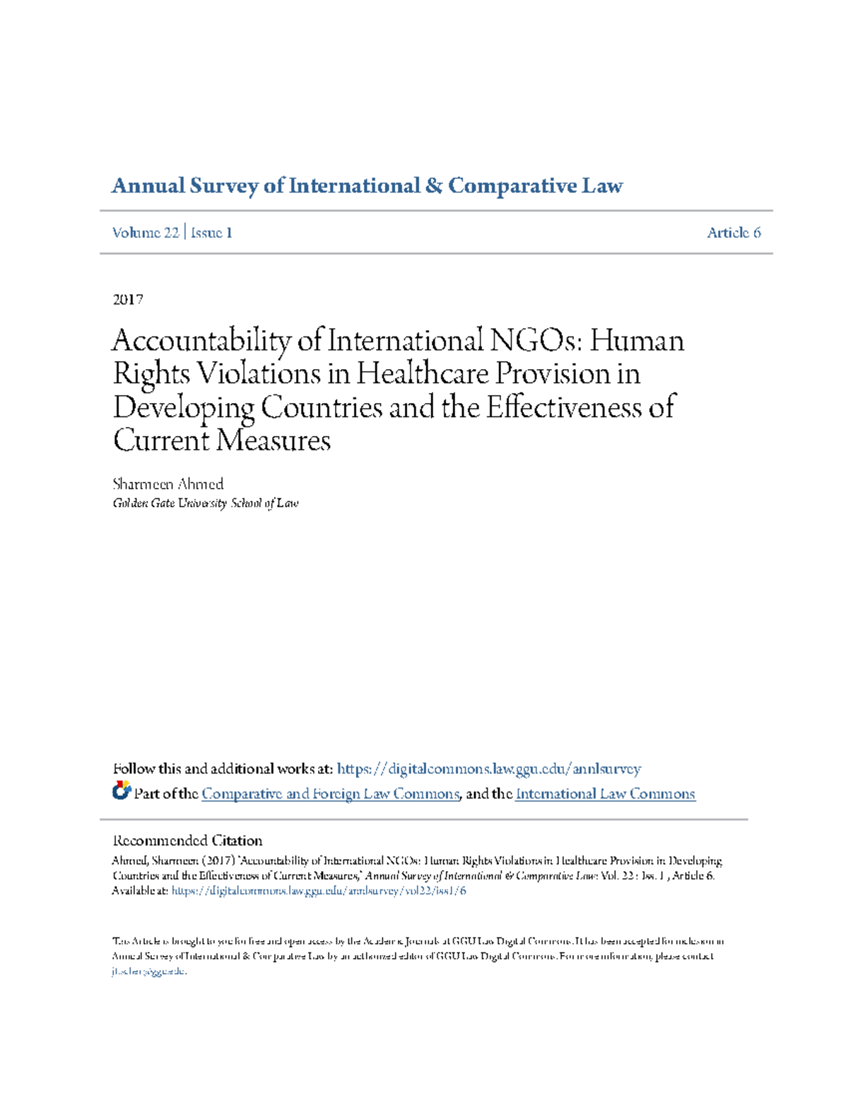 Accountability of International NGOs: Human Rights Violations in ...