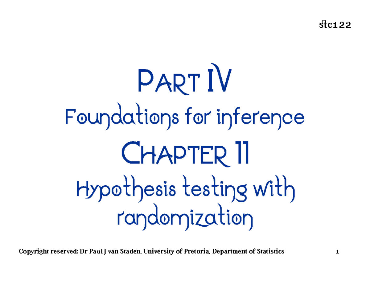 STC122 Final Exam: Chapter 11 Hypothesis Testing with Randomization ...
