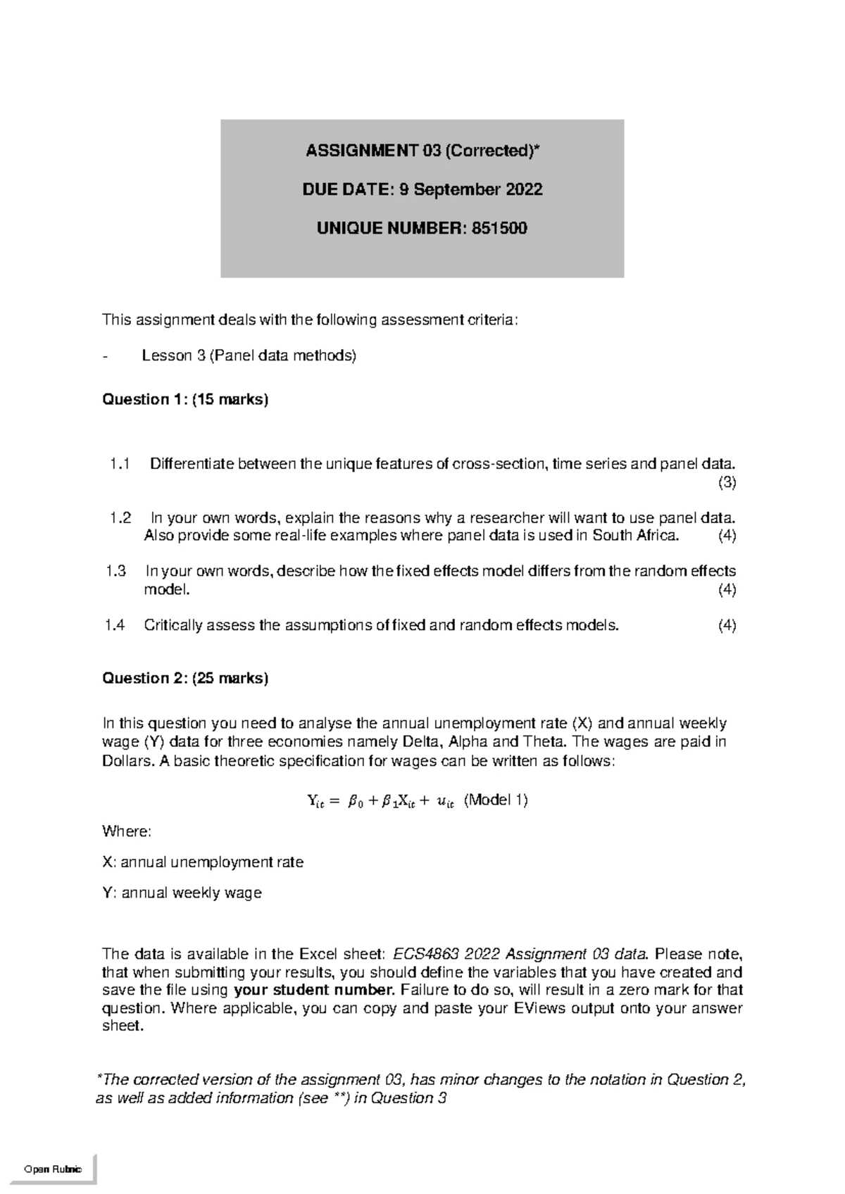 ECS4863 2022 Assignment 02 - ASSIGNMENT 02 DUE DATE: 27 July 2022 ...