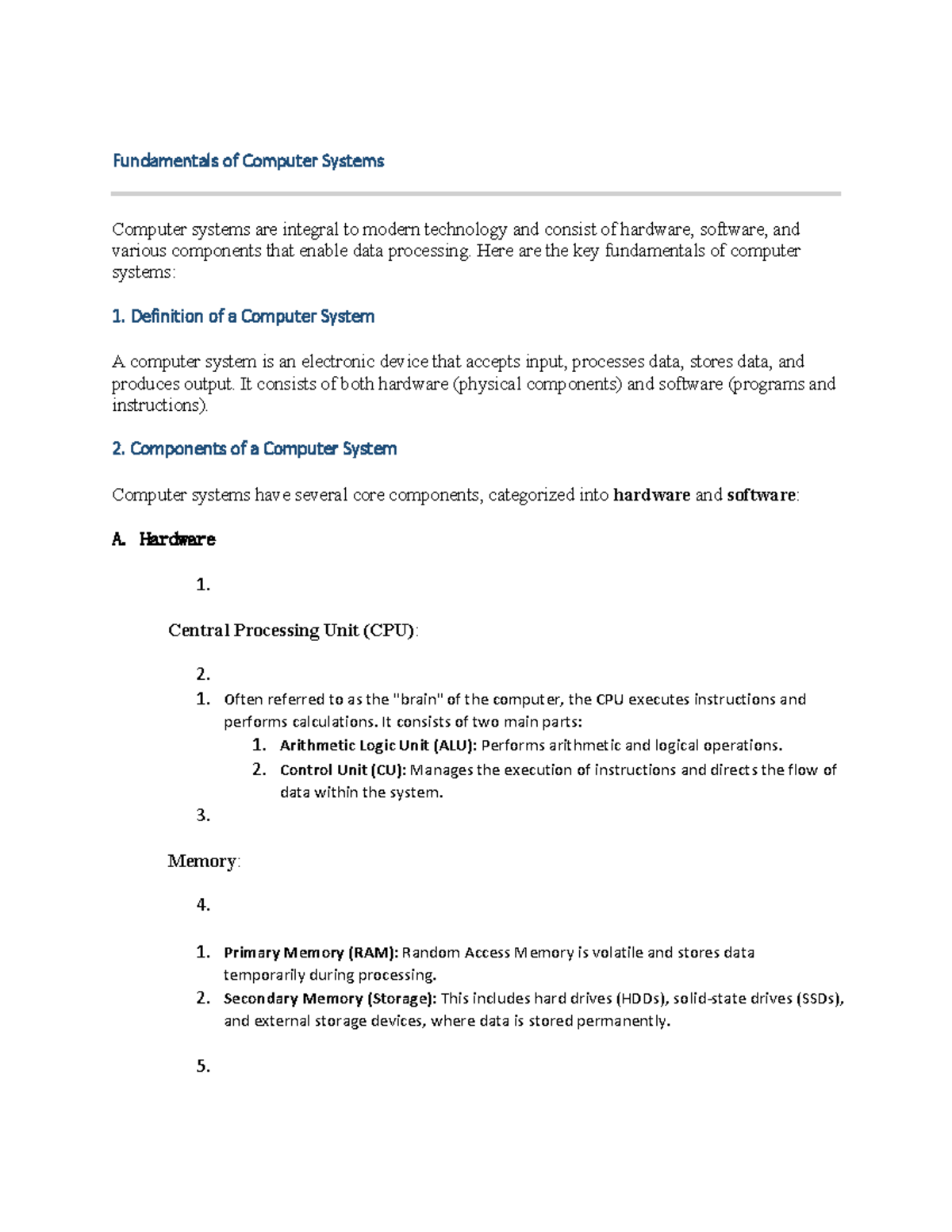 Fundamentals of CS: Key Components, Operations & Future Trends - Studocu