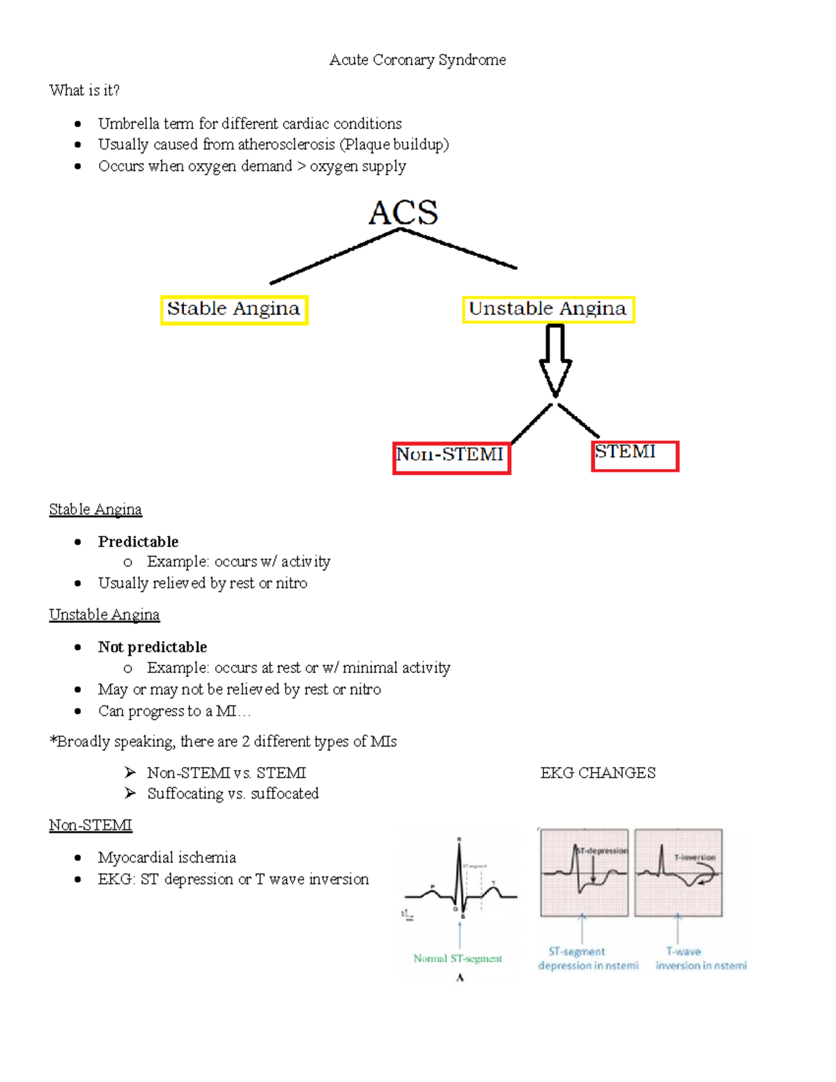 ACS Review Sheet (3) - Adult Health Theory II: Understanding Acute ...