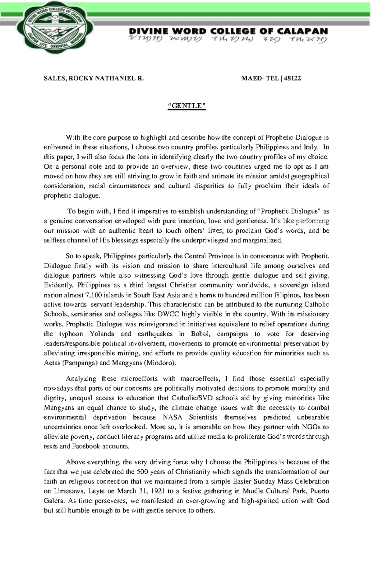 Sales 48122 Prefinals: Exploring Prophetic Dialogue in the Philippines ...