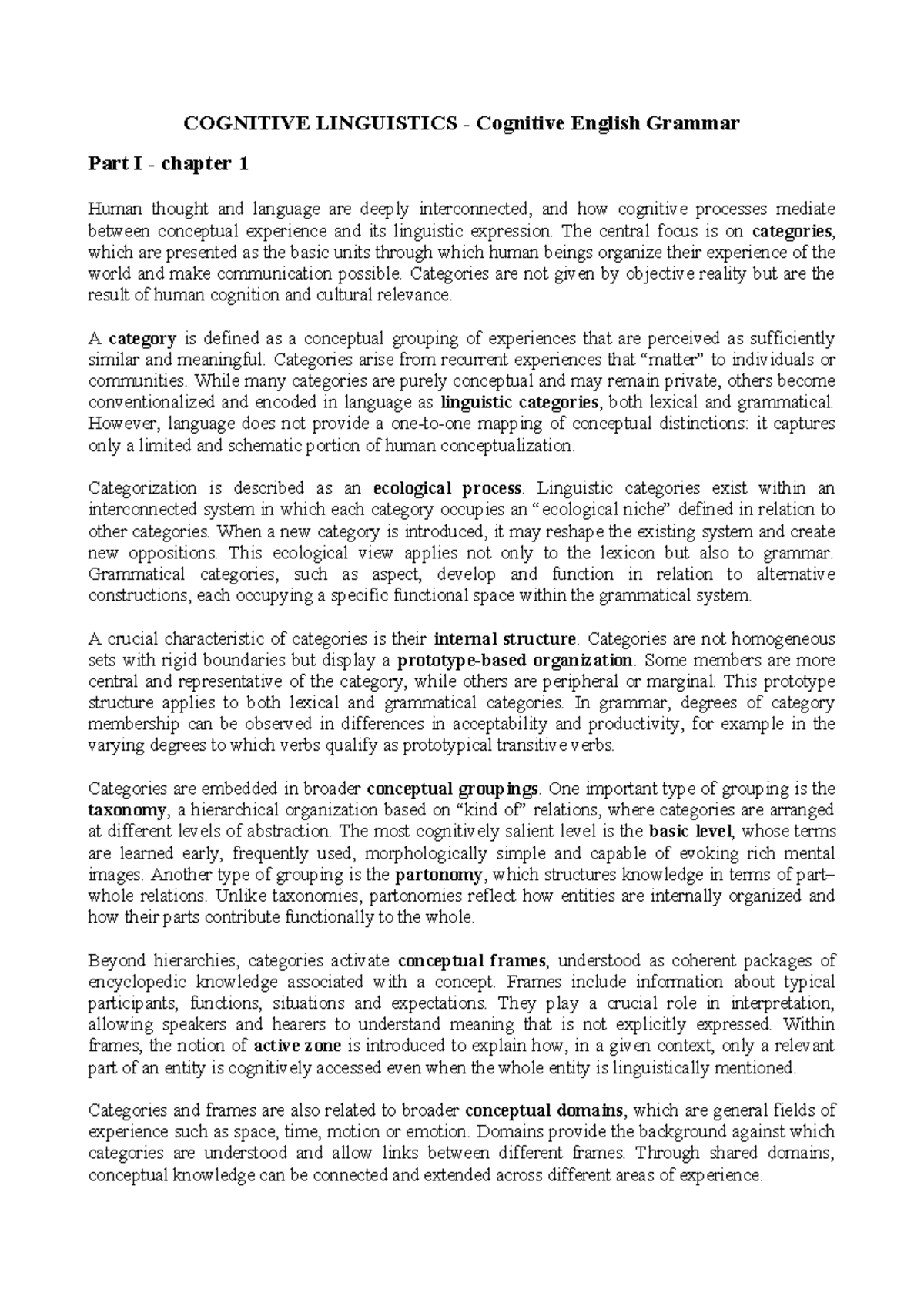 COG 101: Cognitive English Grammar Oral Exam Notes - Studocu