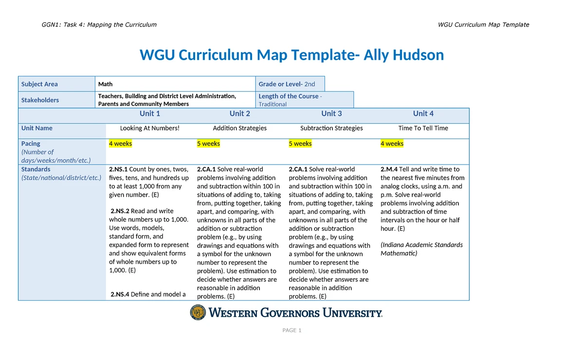 D630 Task 3 - Passed! - Evaluating Curriculum Alignment Ally Hudson ...