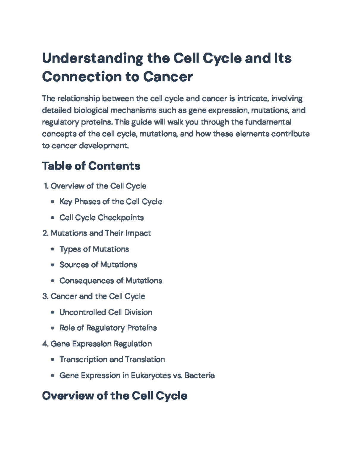 Understanding the Cell Cycle and Its Role in Cancer Development ...