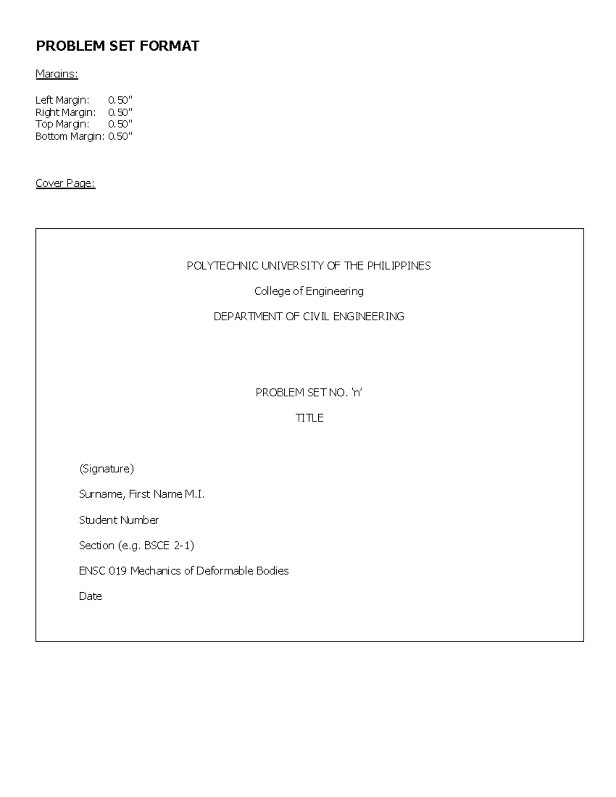 ENSC 019 Problem Set Format Guidelines for Submission - Studocu