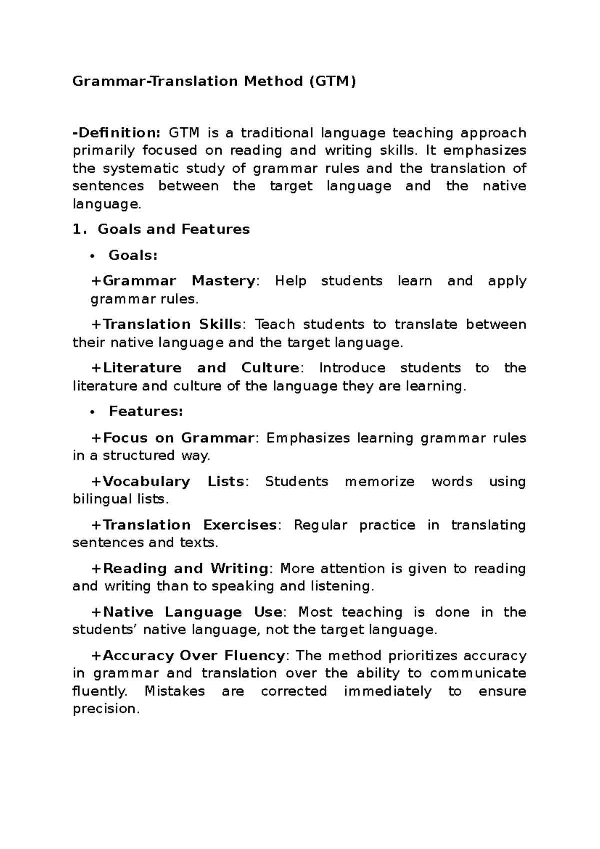 LLGD 1-2 - kiến thức - Grammar-Translation Method (GTM) -Definition ...