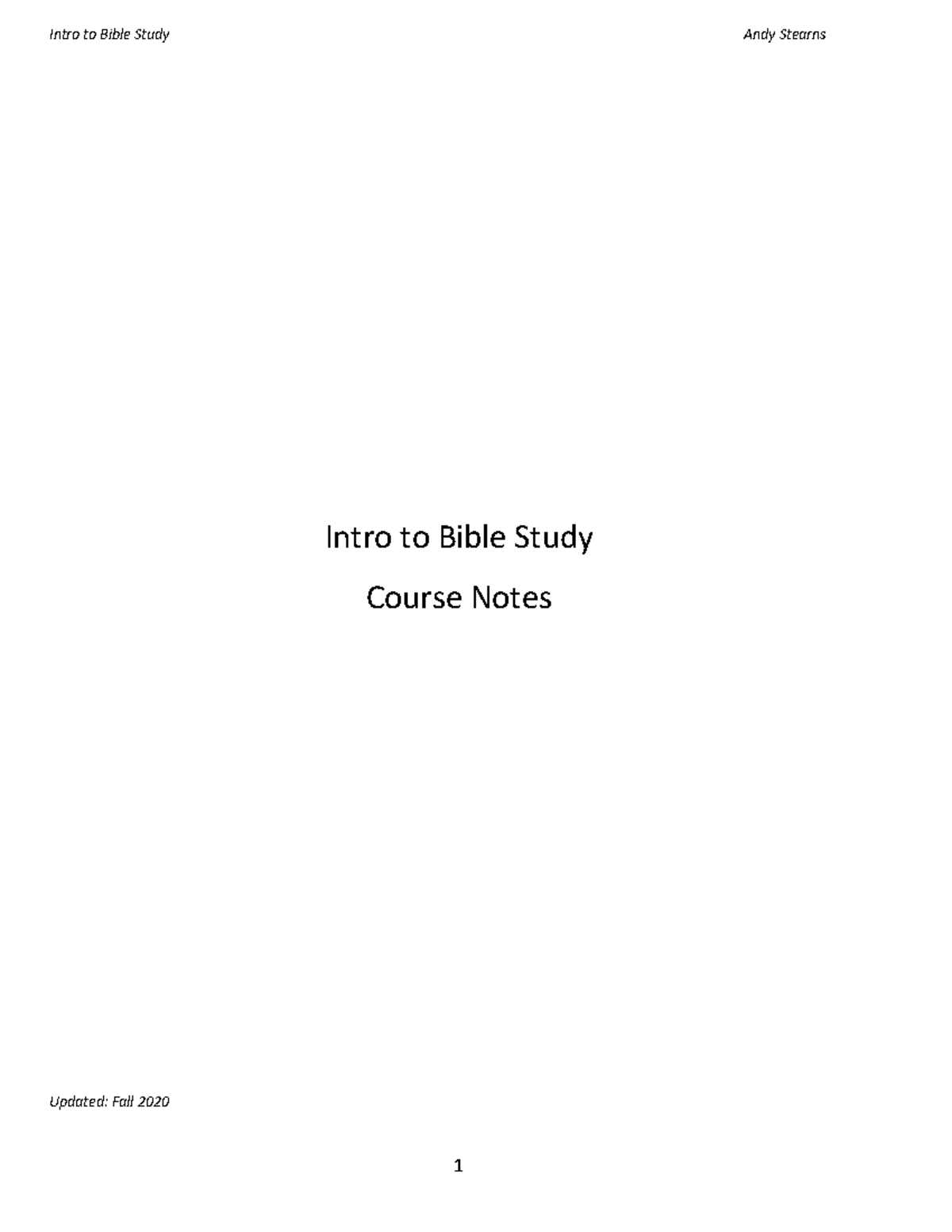 Intro to Bible Study: Comprehensive Course Notes (Fall 2020) - Studocu