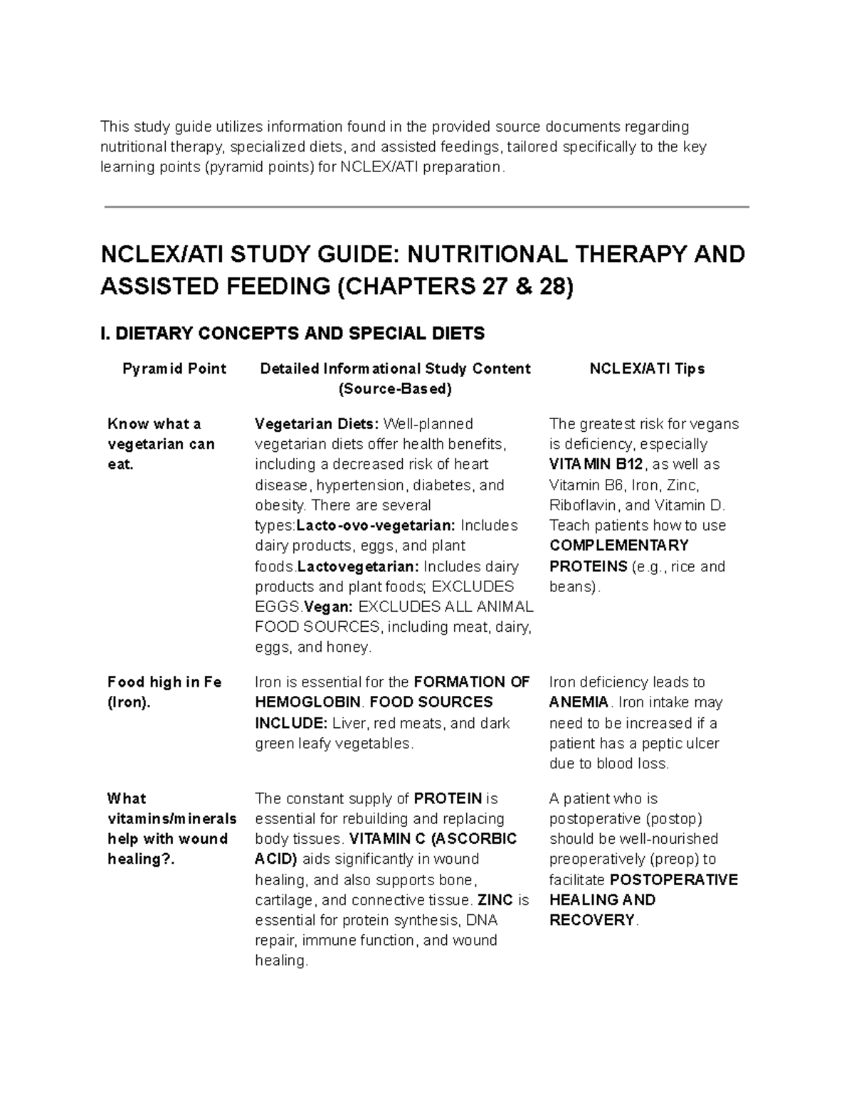 Funds CH 27 28 Study Guide: Nutritional Therapy & Assisted Feeding ...