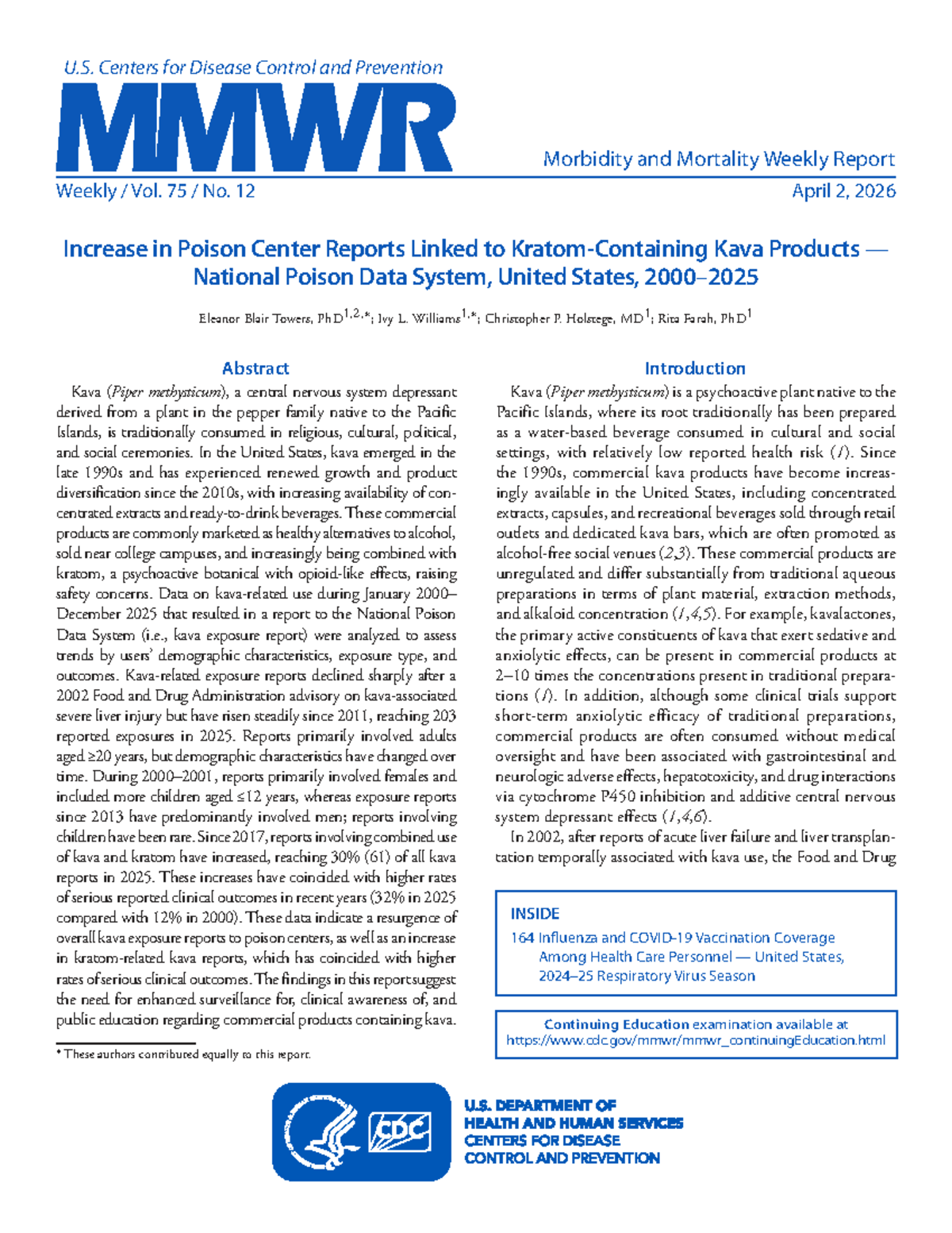 MMWR Case Report: Kava Product Poisoning Trends in 2025 - Studocu