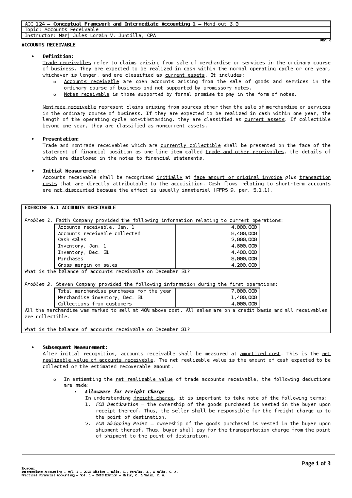 ACC 124 – Intermediate Accounting 1: Accounts Receivable Overview - Studocu