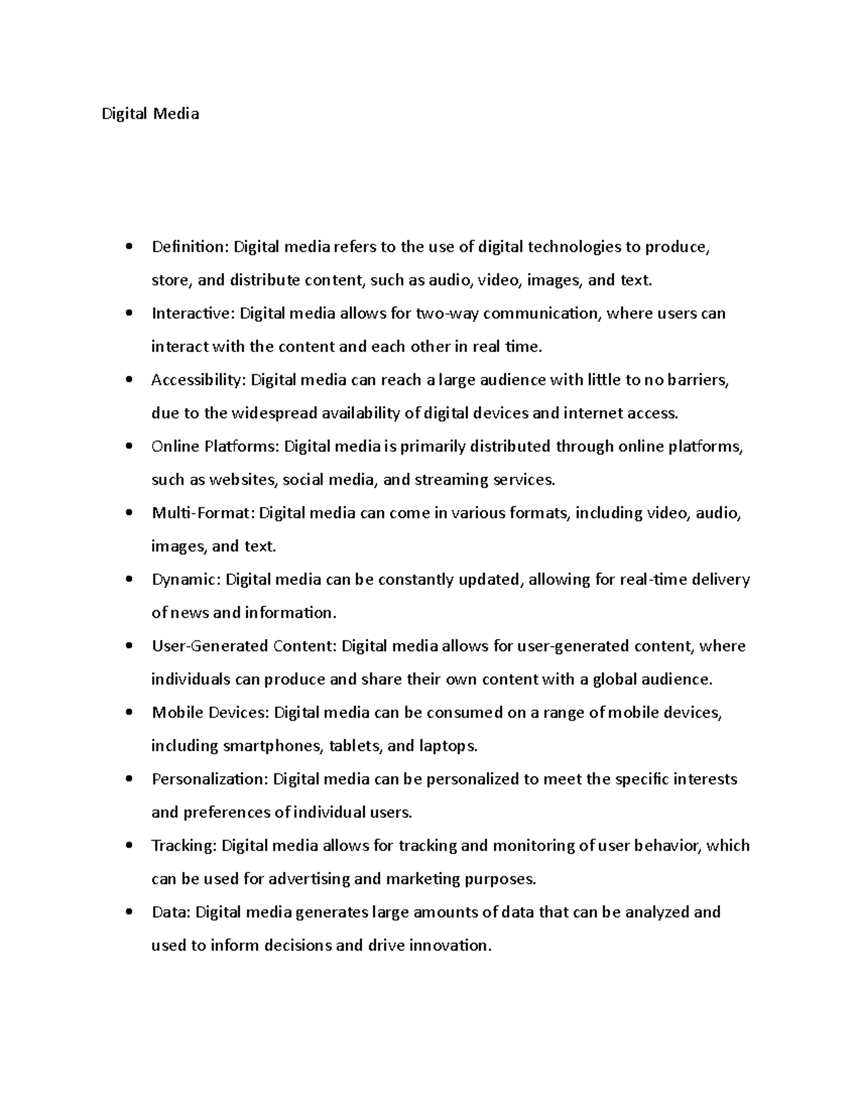 Digital Media Overview: Key Concepts and Trends in the Field - Studocu