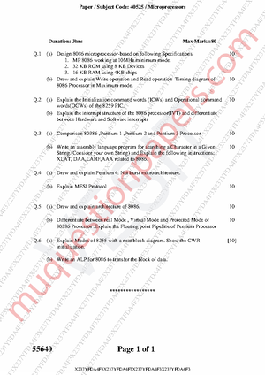 Microprocessors 40525 Final Exam Guide - December 2024 - Studocu