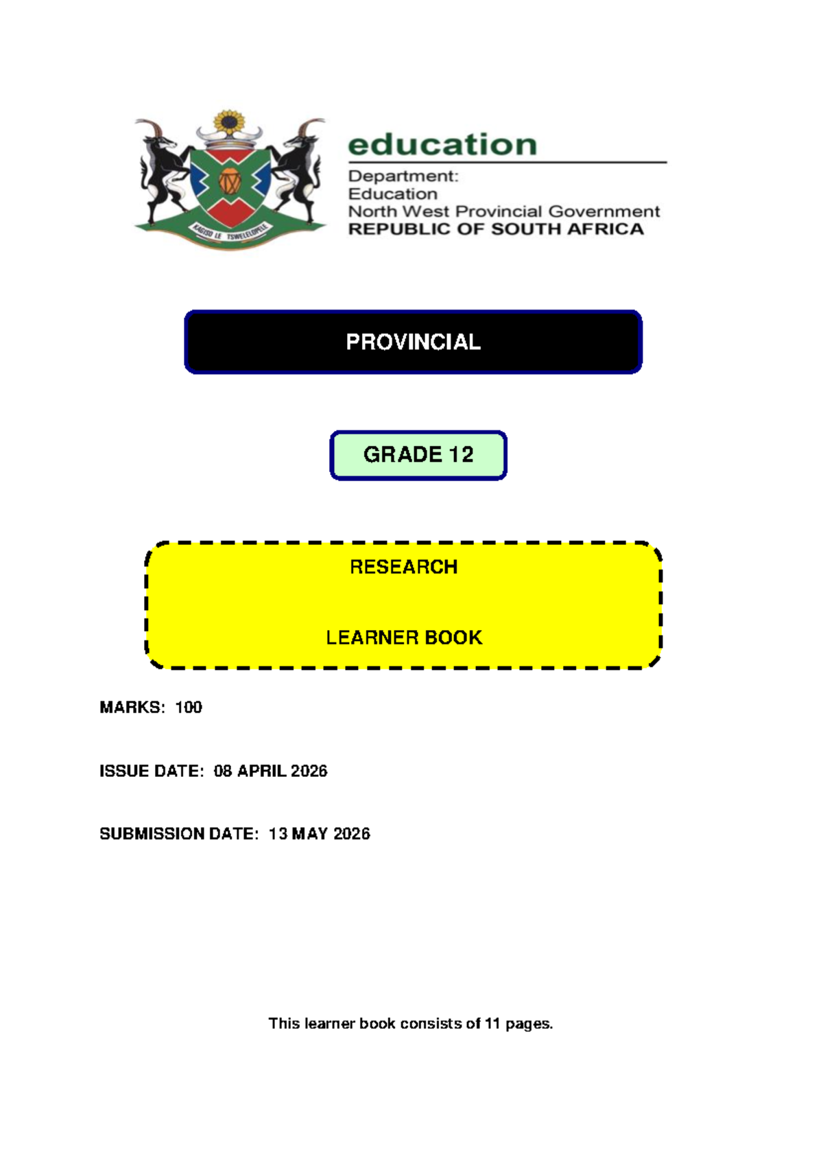 Grade 12 Research Task Learner Book - Term 2 2026 - Studocu