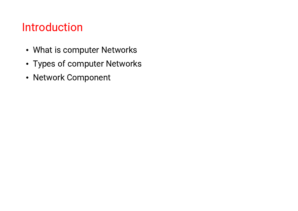Lecture 1: Introduction to Computer Networks and Their Components - Studocu