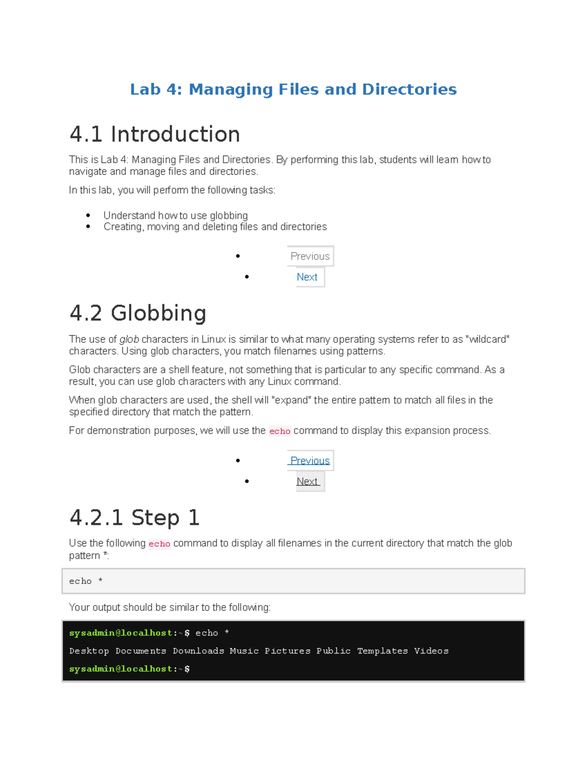 Lab 4 - Managing Files and Directories - By performing this lab ...