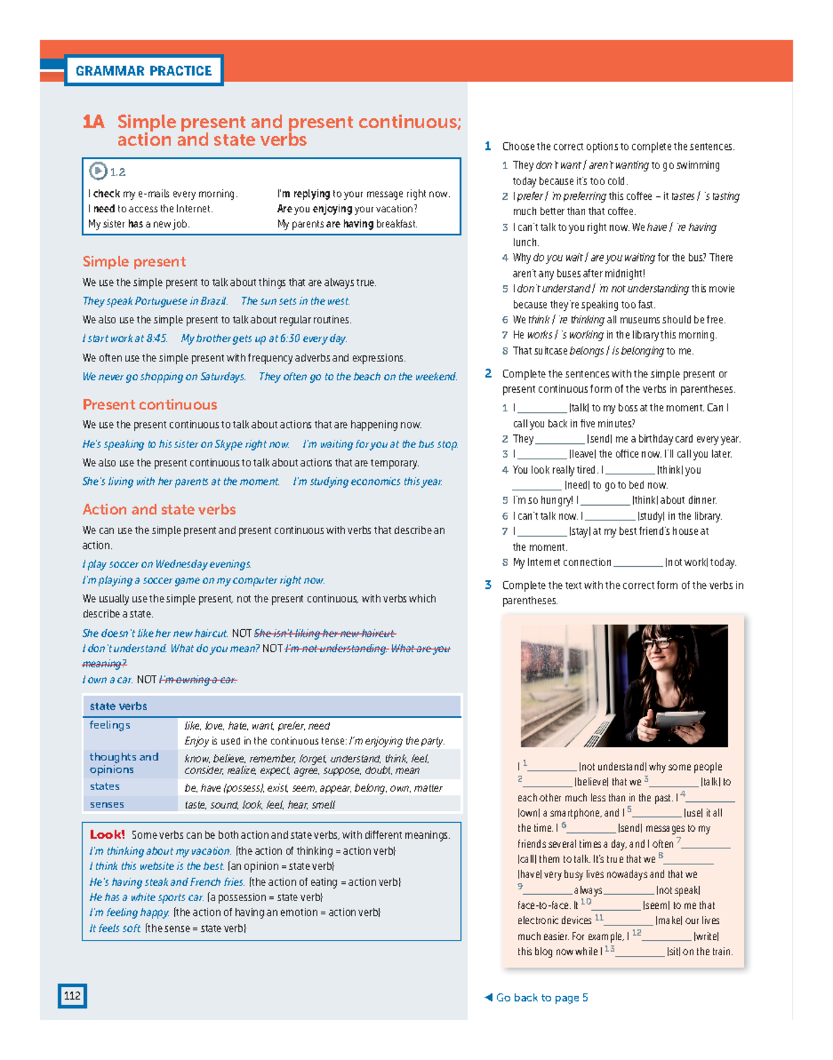 Advanced 1 - Grammar & Vocabulary Practice: Simple Present & Continuous ...