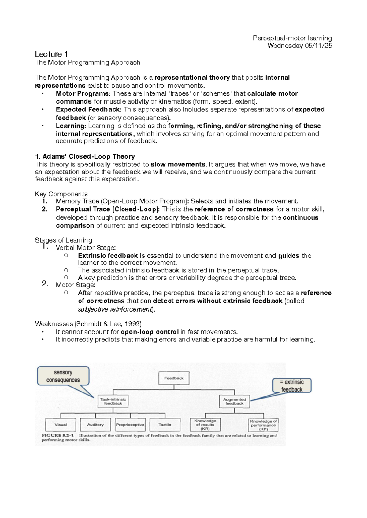 PSY 101: Lecture 1 - The Motor Programming Approach Explained - Studeersnel