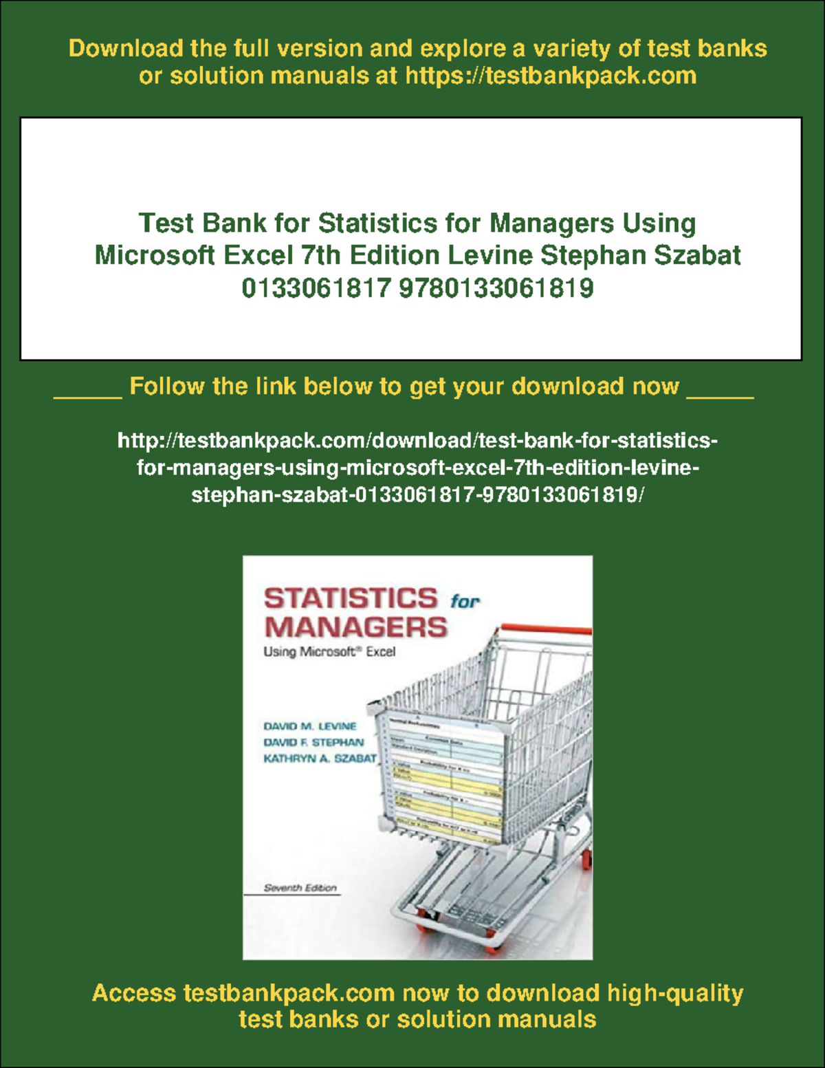 10552 - Test bank for statistics for managers using microsoft excel 7th ...