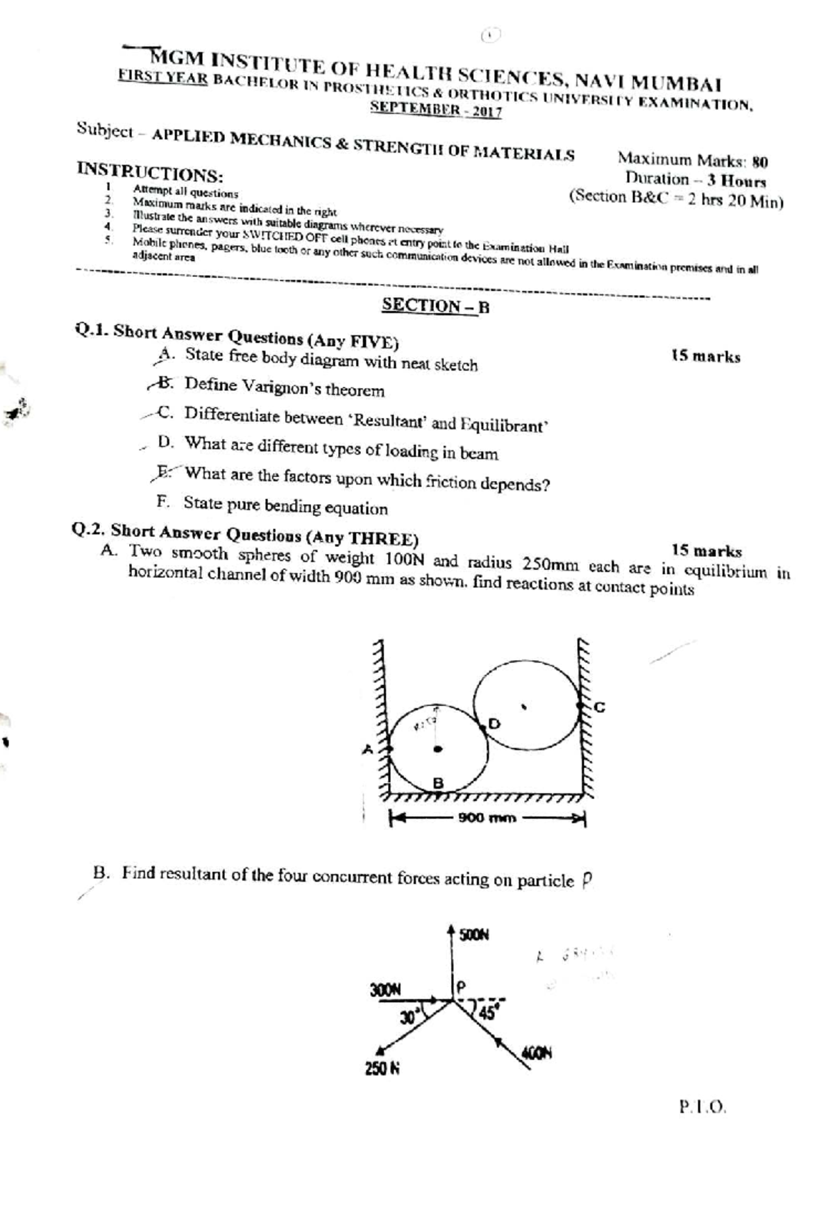 Applied Mechanics PYQ: Key Questions for Exam Preparation - Studocu