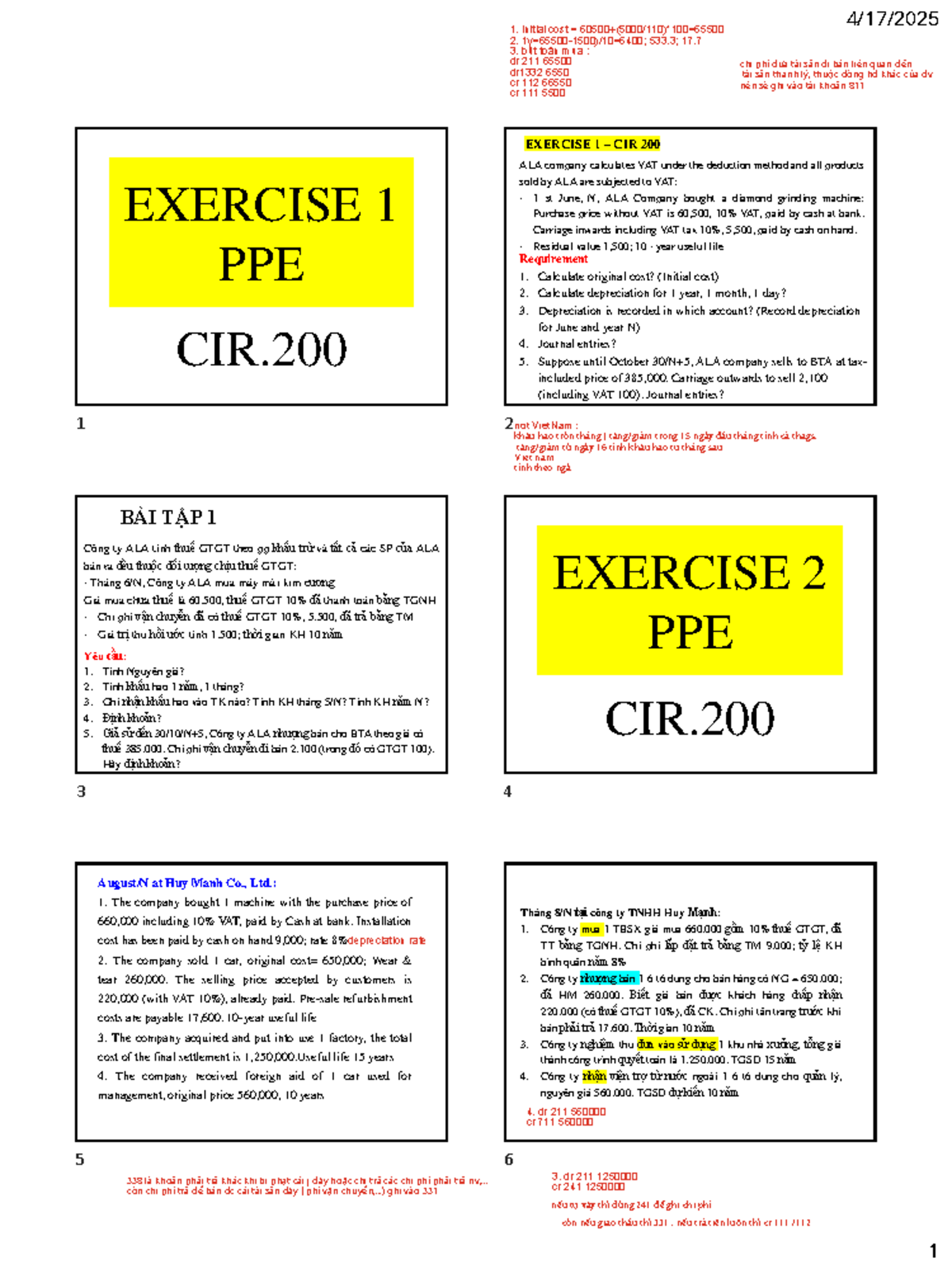 E. Chapter 6: Accounting for Fixed Assets (TSCĐ) - Exercises and ...