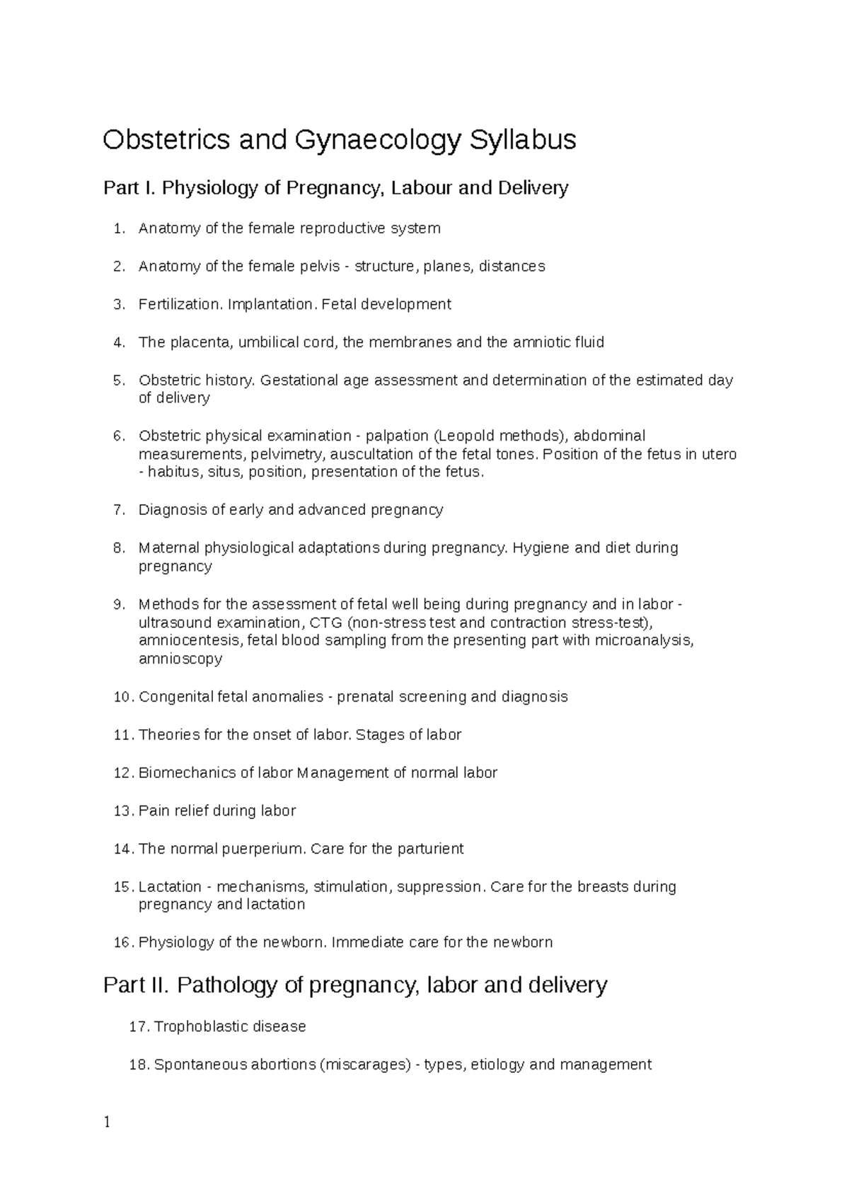 Obstetrics and Gynecology (OBG 101) Comprehensive Study Notes - Studocu