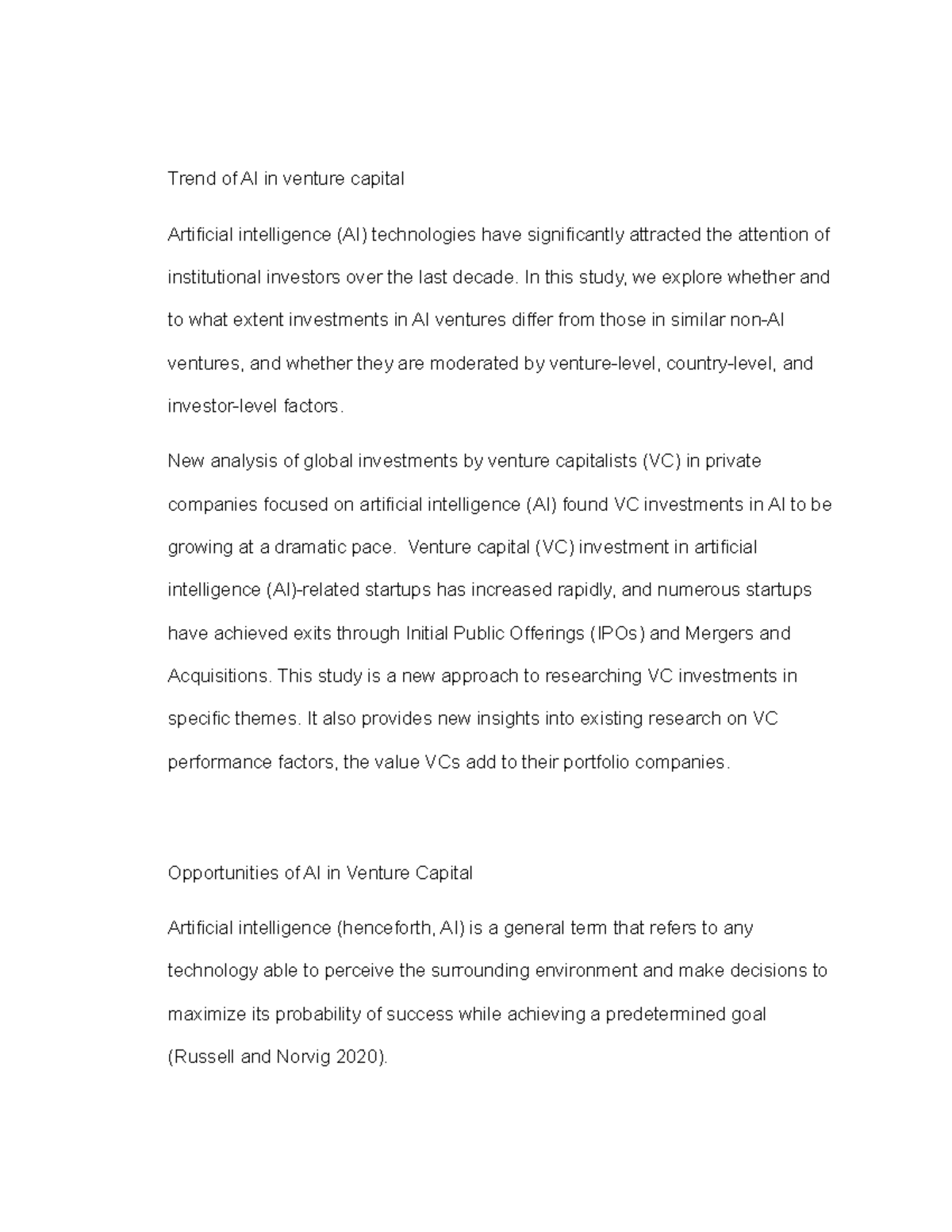 Analysis - Trend of AI in venture capital Artificial intelligence (AI ...