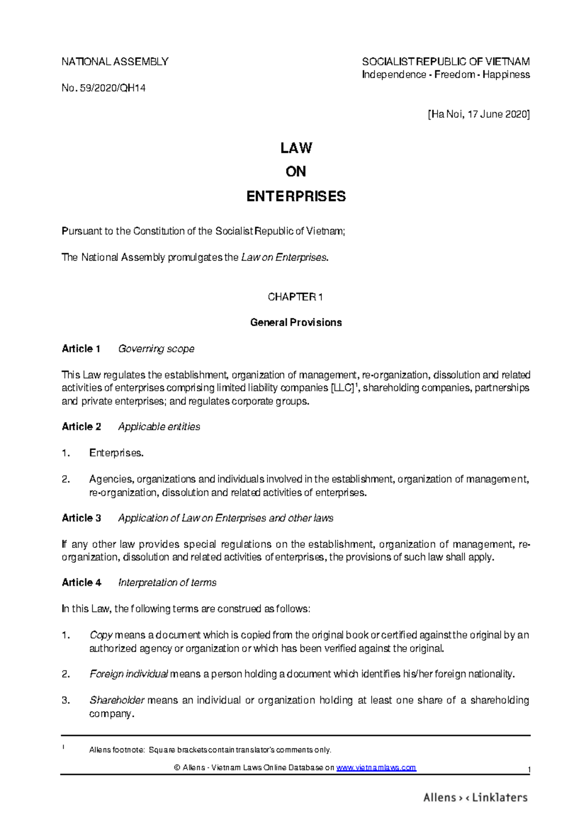 National Assembly Law on Enterprises: General Provisions Explained ...